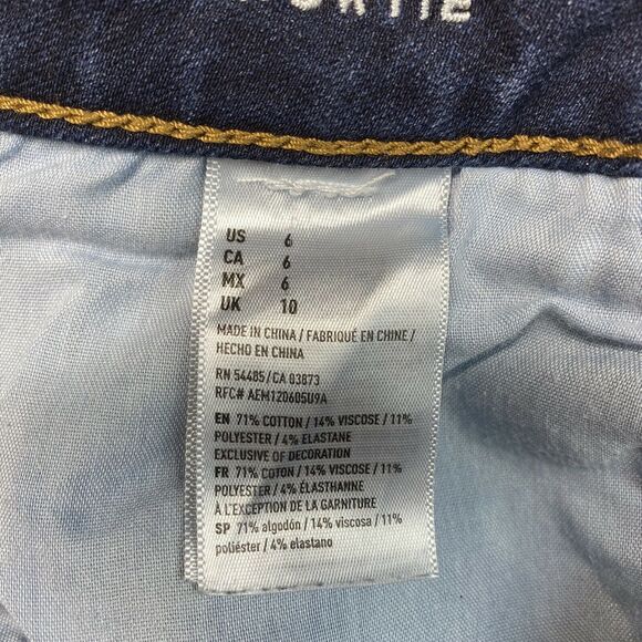 American Eagle Hi-Rise Shortie Sz 6 360 Super Stretch Denim Shorts Holes EUC - Picture 8 of 10